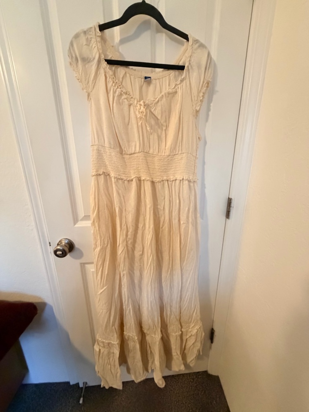 Old Navy Cream Smocked Waist Maxi Dress